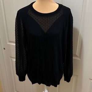 Black Sheer Polka Dot Sweater